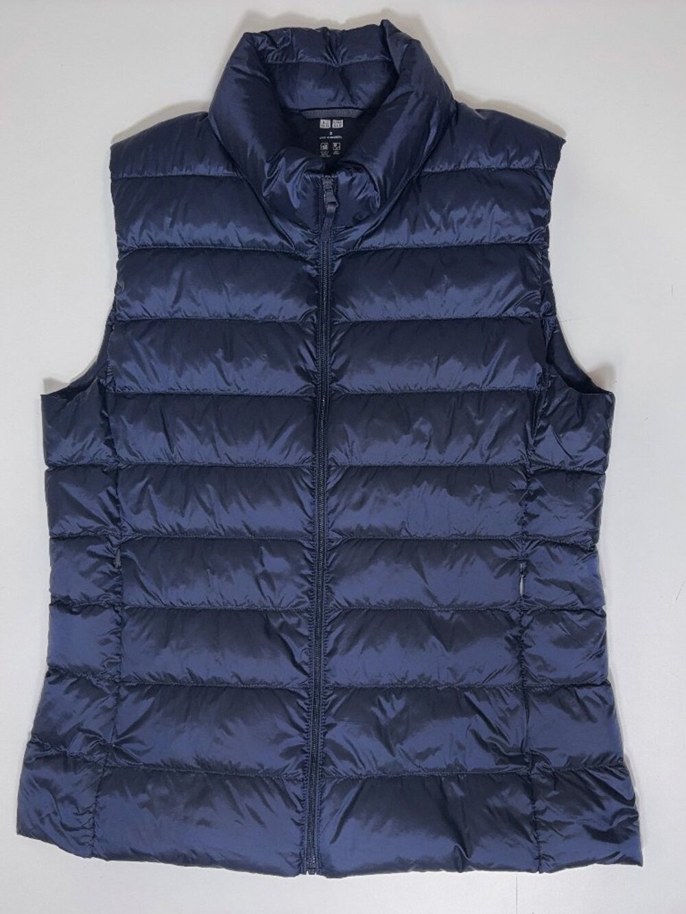 UNIQLO Ultra Light Down Puffer Vest Womens S Navy Blue Quilted Packable Full Zip